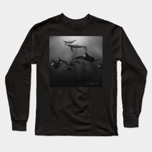 Whales in black and white Long Sleeve T-Shirt